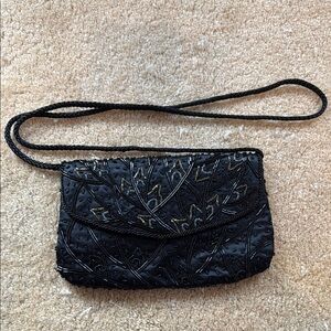 Elegant Black Beaded Women's Bag